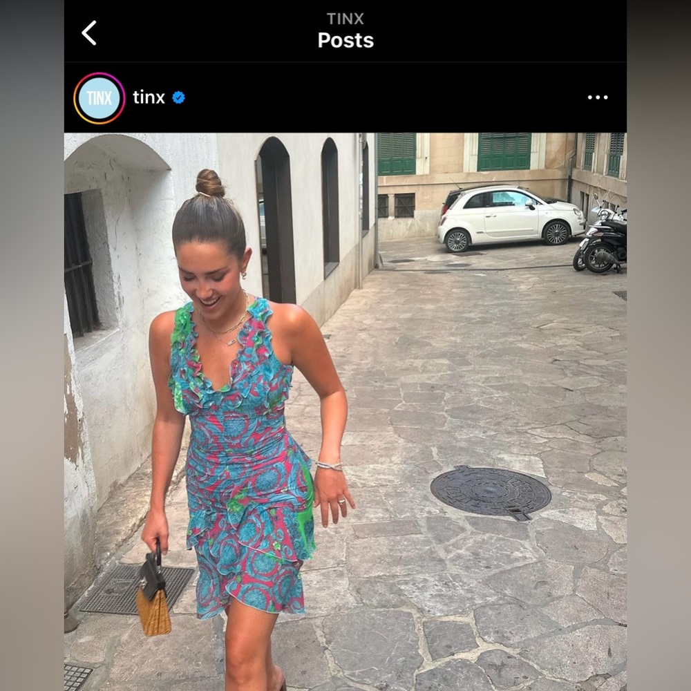 Versace paisley/floral ruffle dress